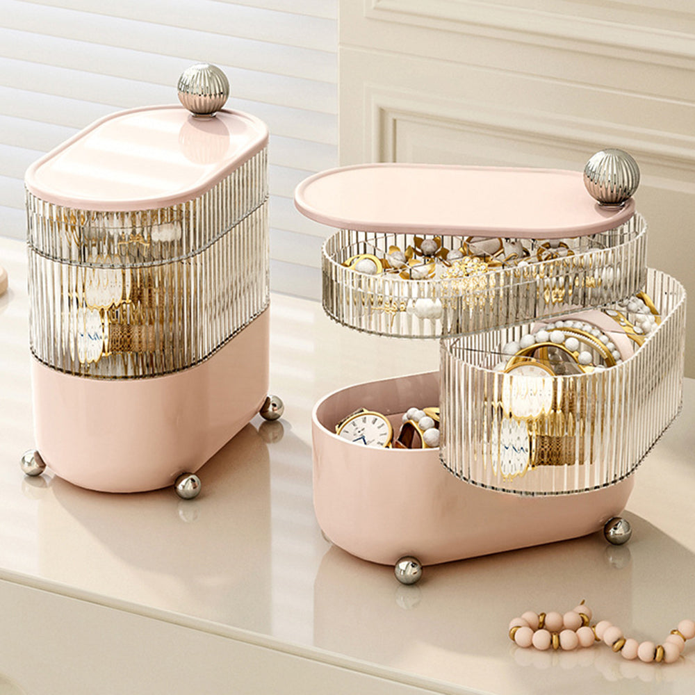 Rotary Storage Tray Rack Transparent Multi-Layers Earring Bracelet Jewelry Organizer Container