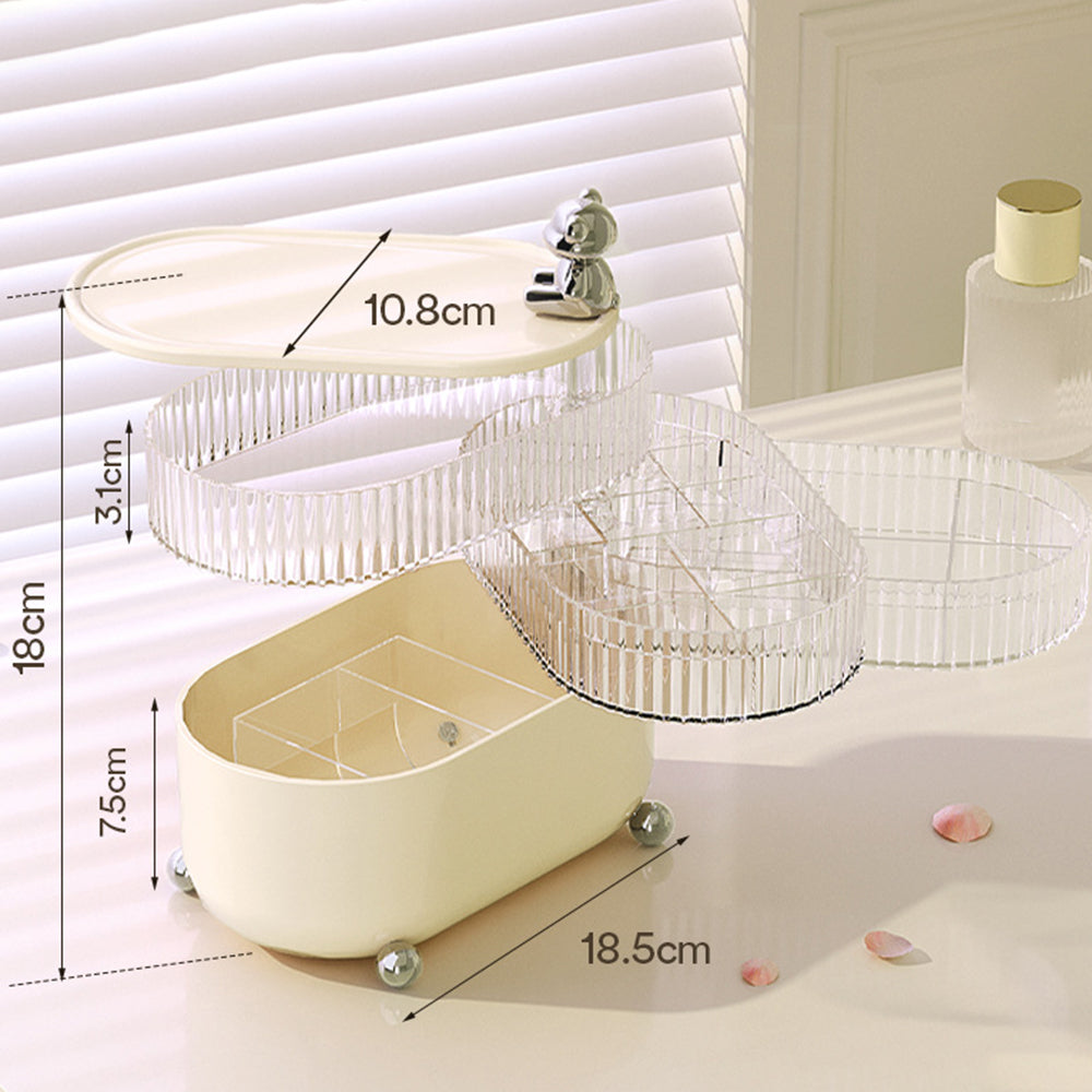 Rotary Storage Tray Rack Transparent Multi-Layers Earring Bracelet Jewelry Organizer Container