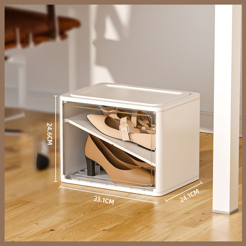 PET+PP Shoe Storage Box Dust-proof Clear Window Foldable Stackable Shoe Organizer for Office Home Car