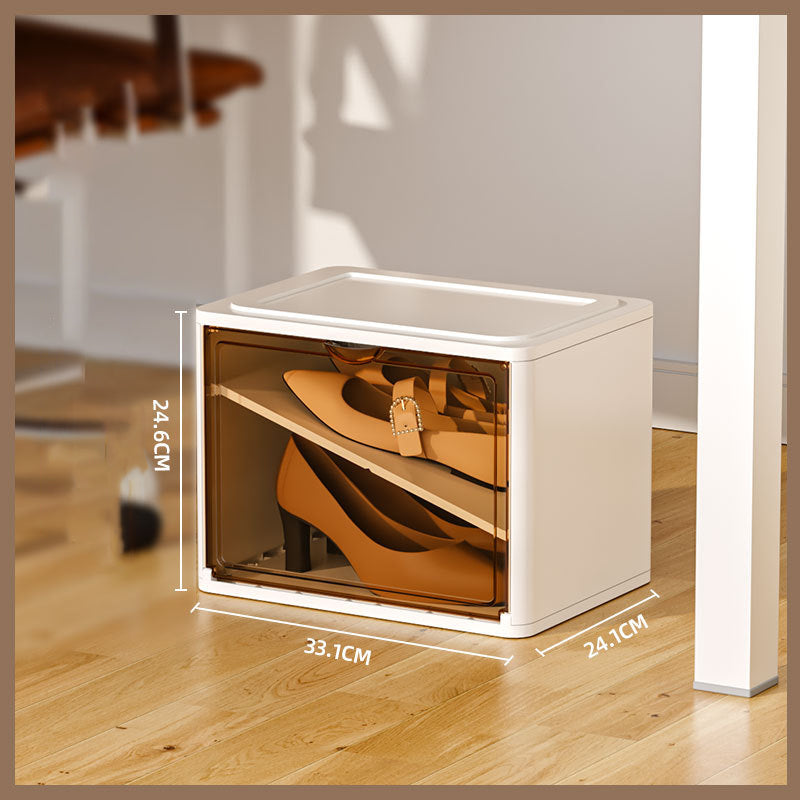 PET+PP Shoe Storage Box Dust-proof Clear Window Foldable Stackable Shoe Organizer for Office Home Car