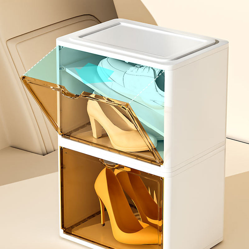PET+PP Shoe Storage Box Dust-proof Clear Window Foldable Stackable Shoe Organizer for Office Home Car