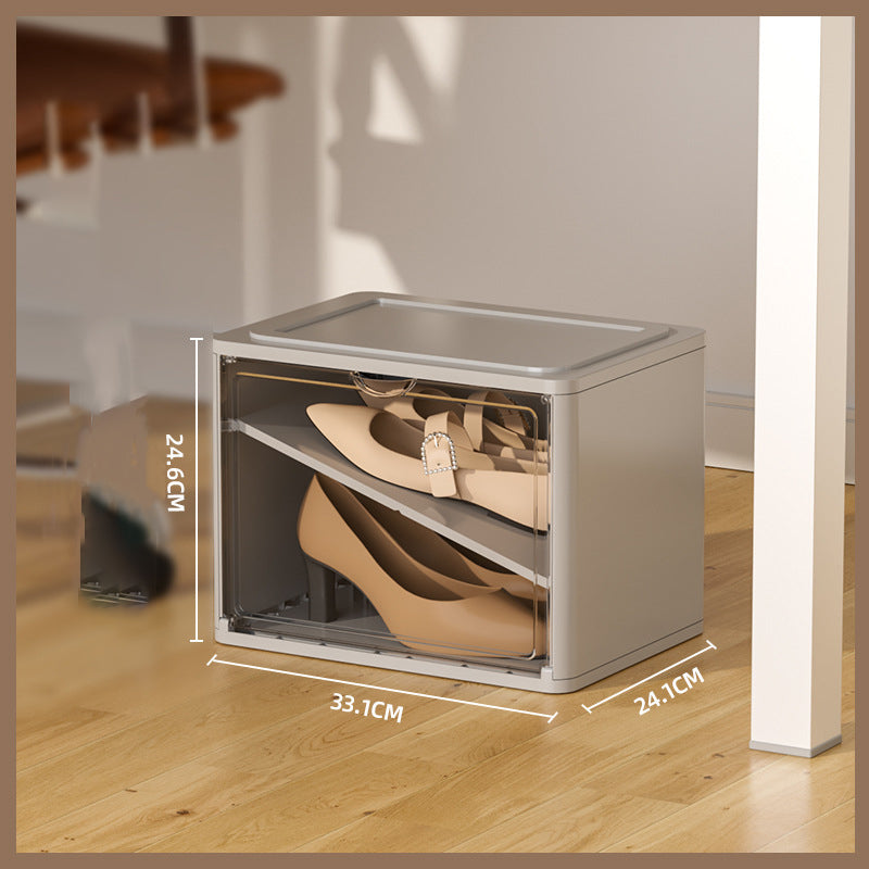 PET+PP Shoe Storage Box Dust-proof Clear Window Foldable Stackable Shoe Organizer for Office Home Car