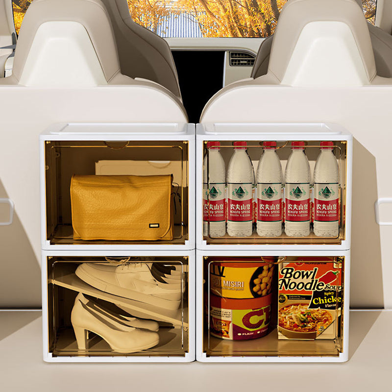 PET+PP Shoe Storage Box Dust-proof Clear Window Foldable Stackable Shoe Organizer for Office Home Car