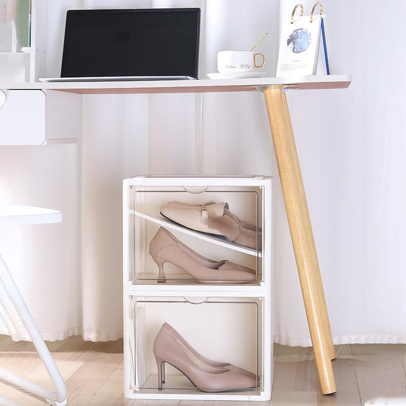PET+PP Shoe Storage Box Dust-proof Clear Window Foldable Stackable Shoe Organizer for Office Home Car
