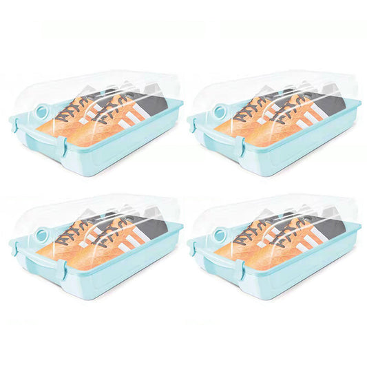 4PCS Thickened Shoe Organizer Clear Design Plastic Storage Box Shoe Rack Holder for Home, Size: L
