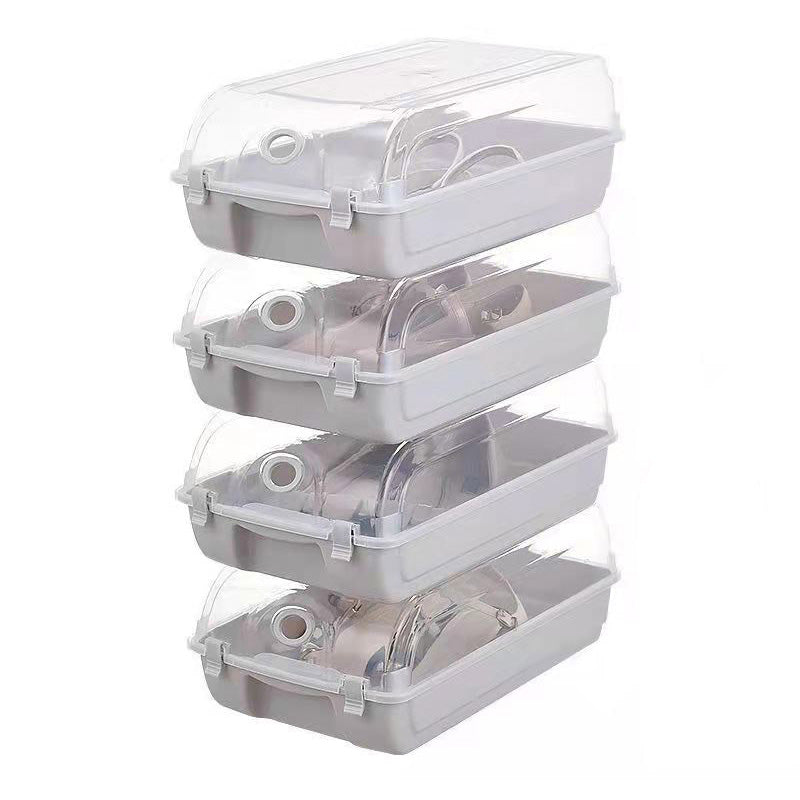 4PCS Thickened Shoe Organizer Clear Design Plastic Storage Box Shoe Rack Holder for Home, Size: L
