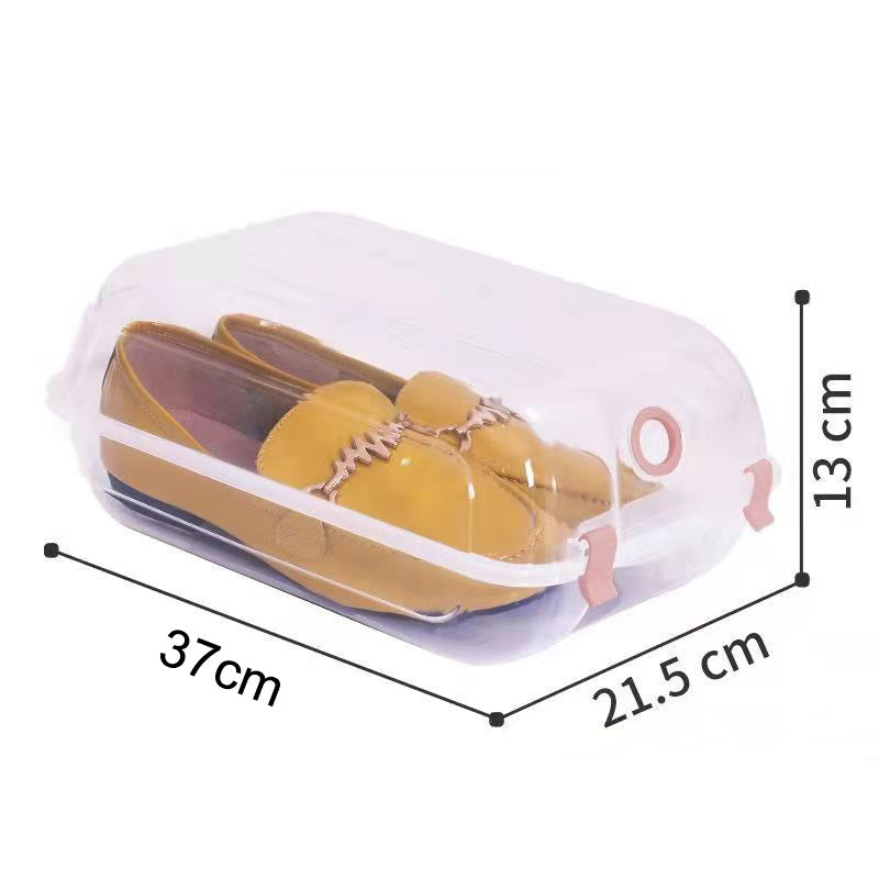 Dustproof Thickened Shoe Storage Box Home Shoe Organizer Transparent Plastic Organization Bin Case, Size: L