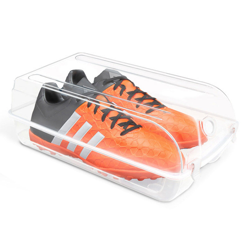 Dustproof Thickened Shoe Storage Box Home Shoe Organizer Transparent Plastic Organization Bin Case, Size: L