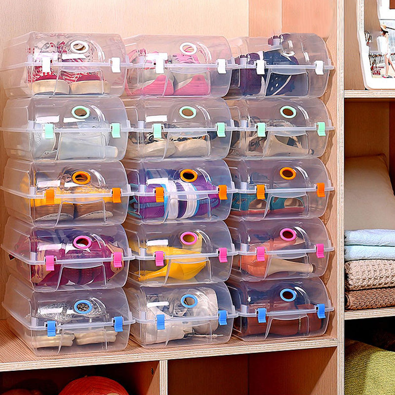 Dustproof Thickened Shoe Storage Box Home Shoe Organizer Transparent Plastic Organization Bin Case, Size: L