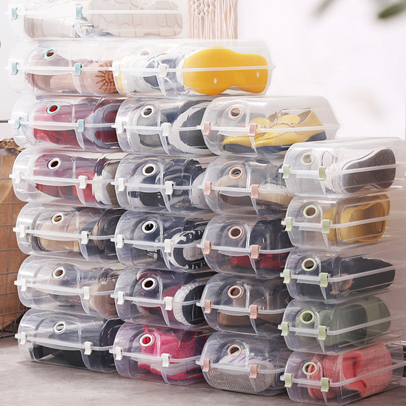 Dustproof Thickened Shoe Storage Box Home Shoe Organizer Transparent Plastic Organization Bin Case, Size: L