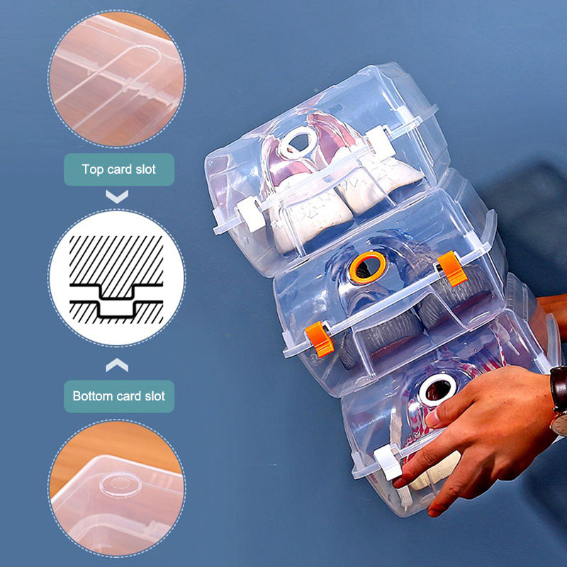 Dustproof Thickened Shoe Storage Box Home Shoe Organizer Transparent Plastic Organization Bin Case, Size: L