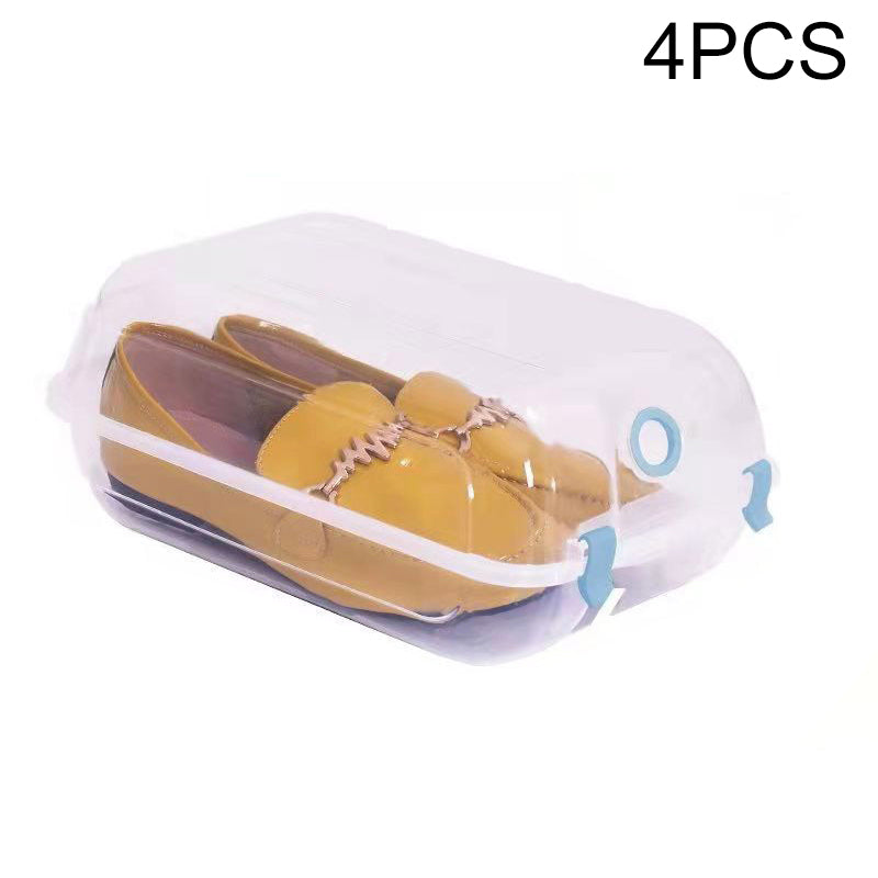 4PCS Transparent Shoe Organizer Box Home Closet Plastic Shoe Storage Case Organizer, Size: M