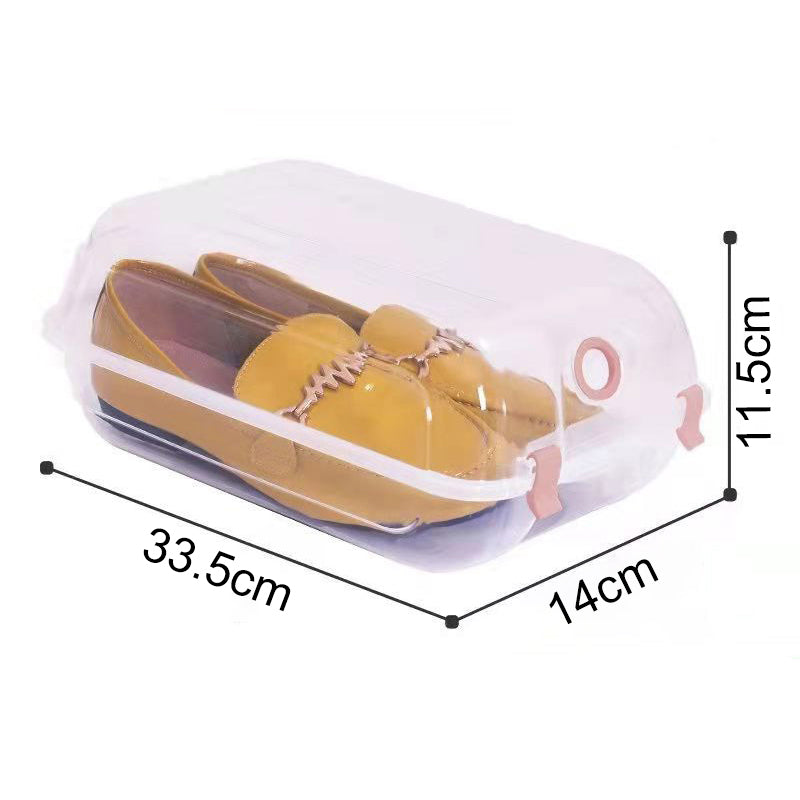 4PCS Clear Design Thickened Shoe Organizer Hard Plastic Shoe Storage Box for Home Closet Shelf, Size: S