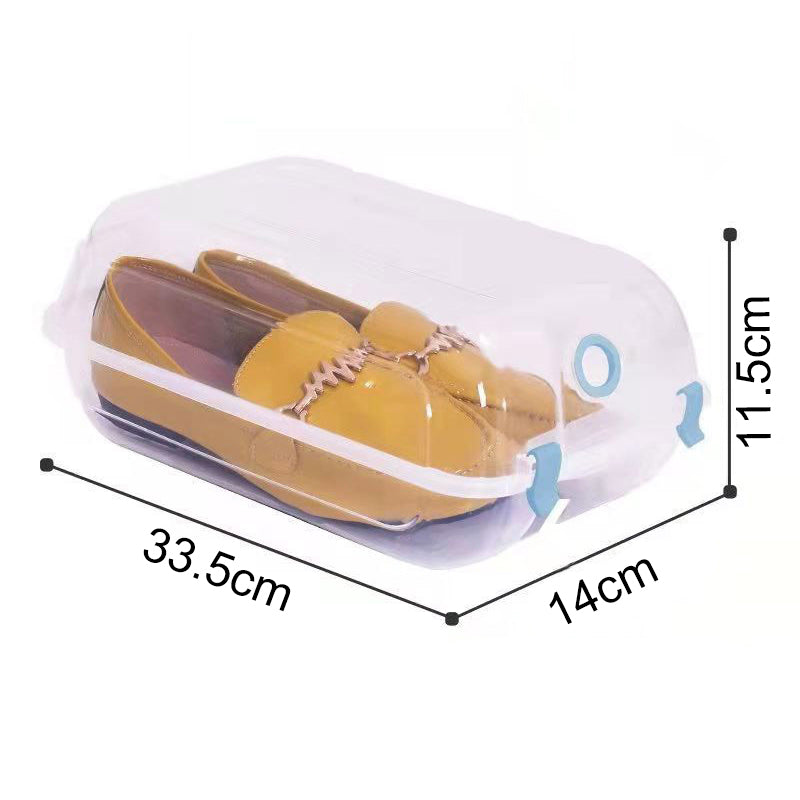 4PCS Clear Design Thickened Shoe Organizer Hard Plastic Shoe Storage Box for Home Closet Shelf, Size: S