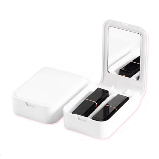 ABS+Silicone Makeup Lipstick Storage Box Container Portable Lip Cream Case Holder with Mirror for Women Girls