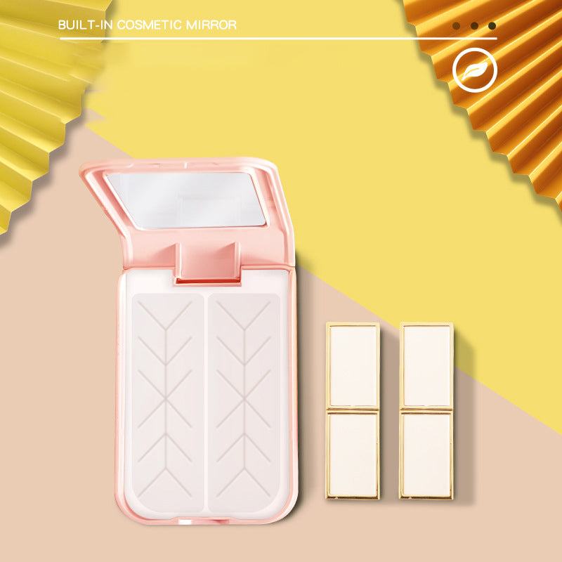 ABS+Silicone Makeup Lipstick Storage Box Container Portable Lip Cream Case Holder with Mirror for Women Girls