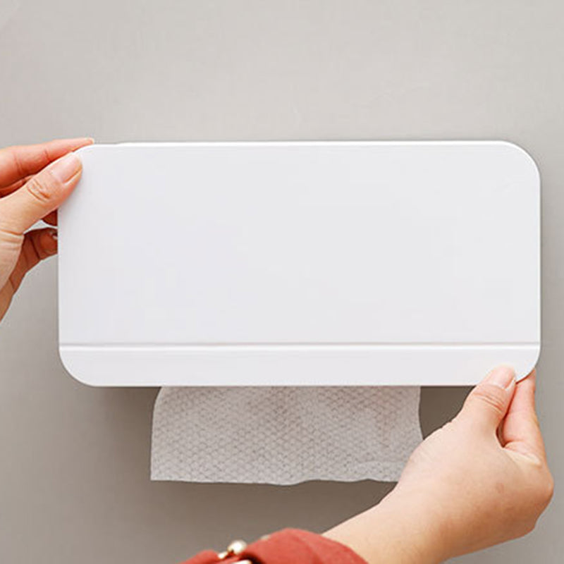 Wall Mounted Toilet Paper Holder ABS+Magnet Storage Shelf Tissue Box Rack for Home Bathroom