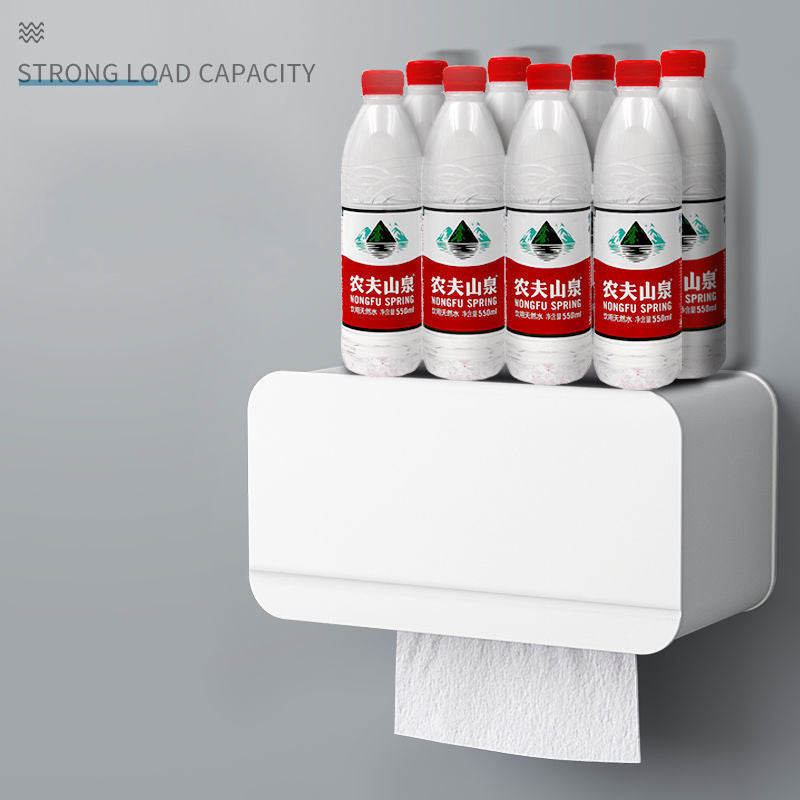 Wall Mounted Toilet Paper Holder ABS+Magnet Storage Shelf Tissue Box Rack for Home Bathroom