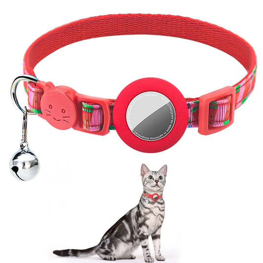 Silicone Case for AirTag Locator Fruit Pattern GPS Tracker Adjustable Pet Collar with Bell