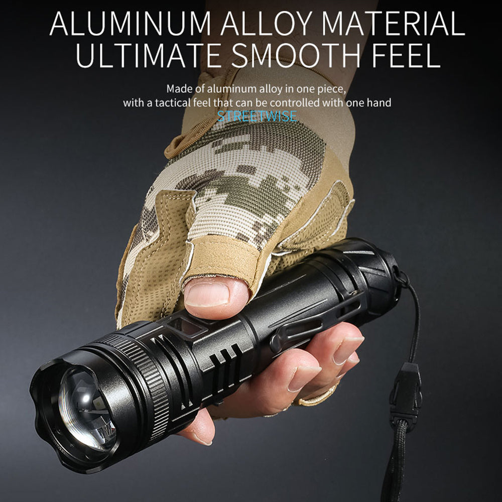 A065-Laser Home Outdoor Flashlight 20W Purple Light Portable LCD Display Flashlight (No Battery)