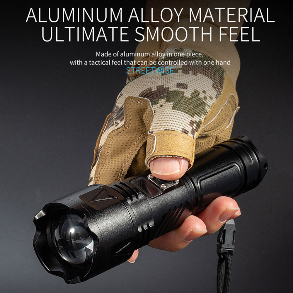 A03 Outdoor Waterproof Flashlight 30W Portable LCD Display Flashlight with Strap