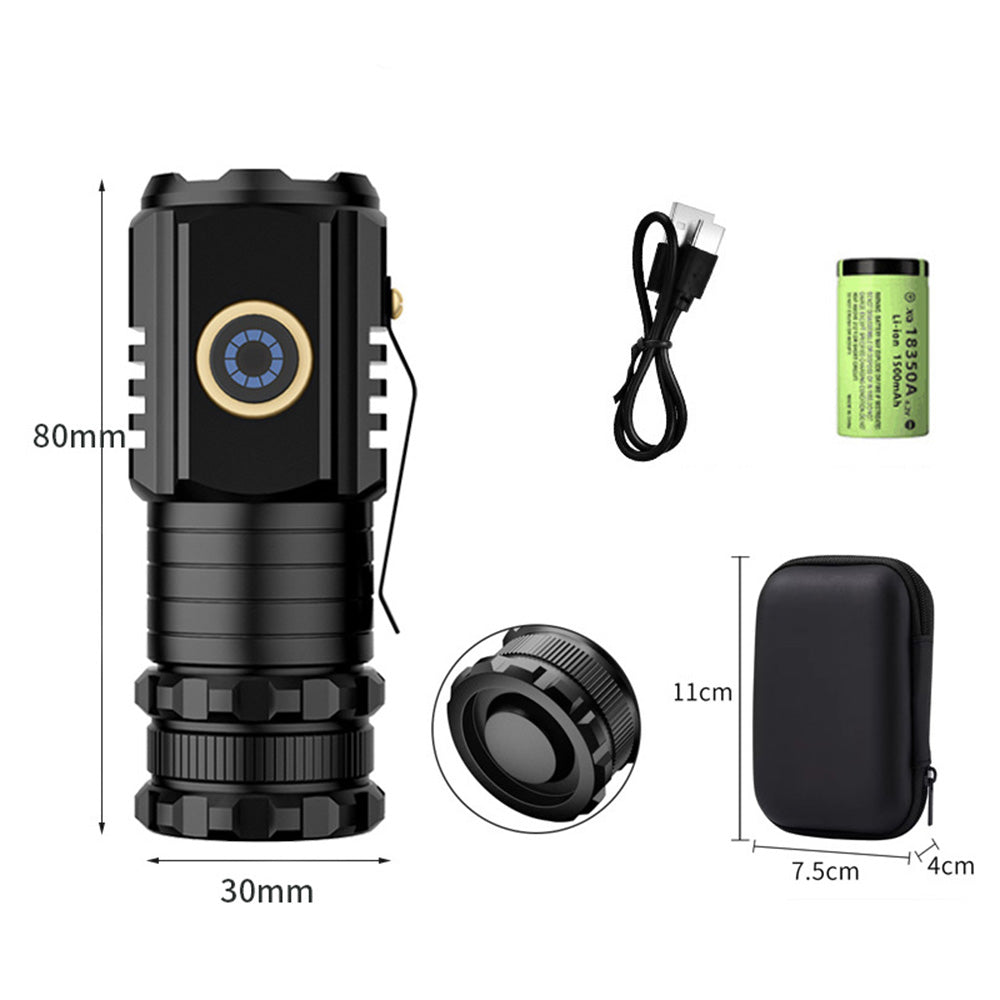 S350 Outdoor Aluminum Alloy Flashlight 18350 Battery Powered Portable Flashlight with Storage Bag