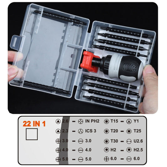 22-in-1 Ratchet Screwdriver Set Dual Purpose Slotted Phillips Bits Carbon Steel Screwdriver Kit