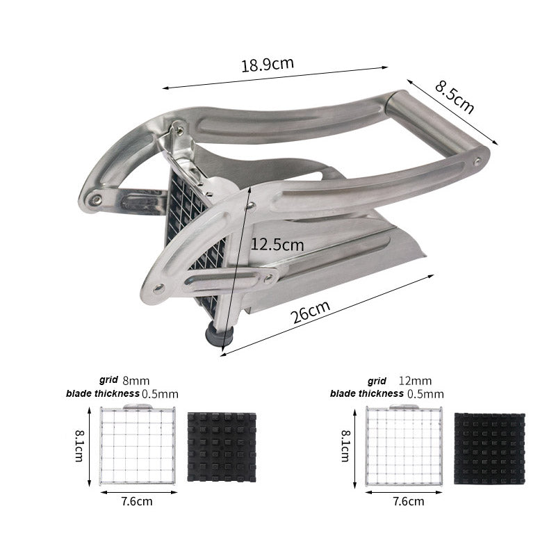Stainless Steel Potato Cutter Slicer Kitchen French Fry Cutter without Silicone Suction Base (No FDA Certified, BPA-Free)