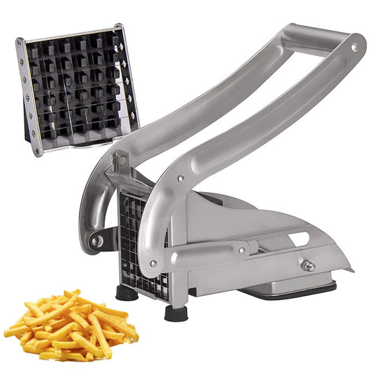 Kitchen French Fry Cutter Stainless Steel Potato Cutter Slicer with Silicone Suction Base (No FDA Certified, BPA-Free)