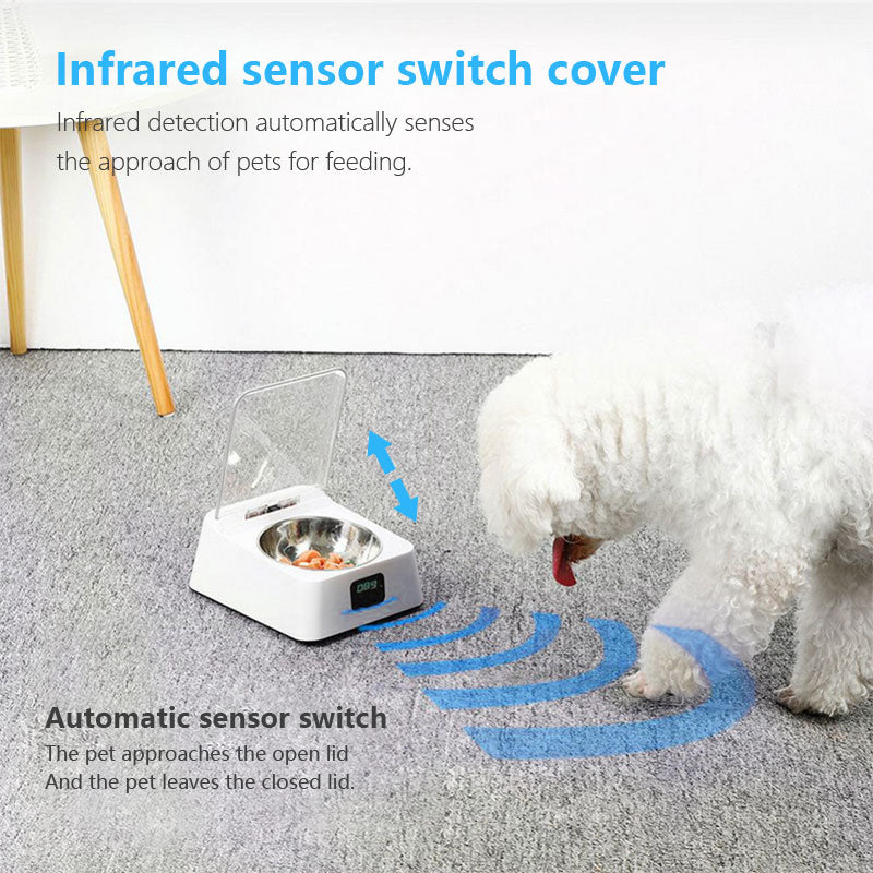 MG-070 Automatic Pet Feeder Pet Food Dispenser Dog Cat Bowl with Infrared Sensor Switch Cover
