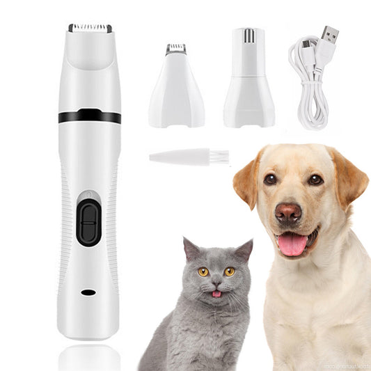 3 In 1 Pet Grooming Kit Set Rechargeable Cat Nail Clipper Dog Paw Grinder Hair Trimmer