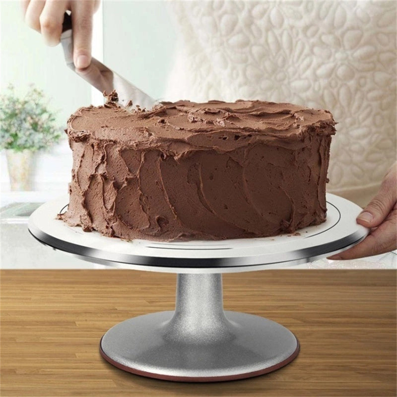 35-in-1 12-inch Aluminium Alloy Cake Turntable with Icing Spatula Smoother Pastry Nozzles (BPA Free, No FDA Certificate)