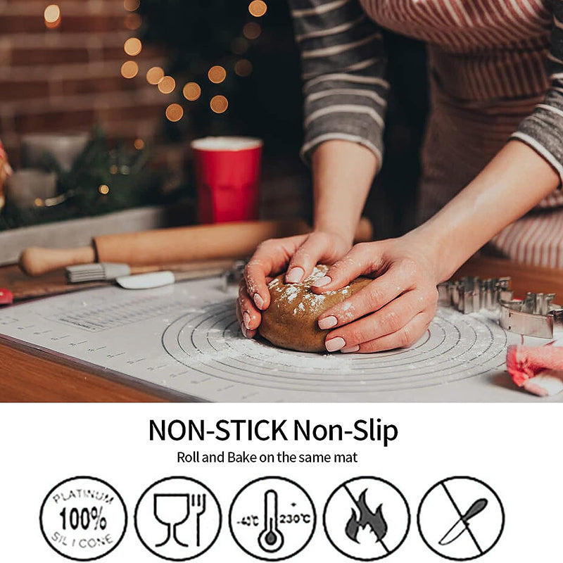 60x60CM Fiberglass Cloth + Silicone Pastry Mat Placement Mat Non-stick Dough Rolling Pad (BPA-Free, No FDA Certified)