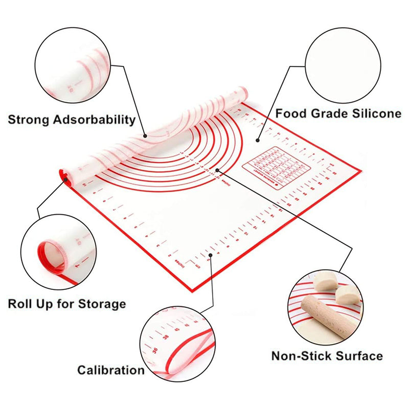 60x60CM Fiberglass Cloth + Silicone Pastry Mat Placement Mat Non-stick Dough Rolling Pad (BPA-Free, No FDA Certified)