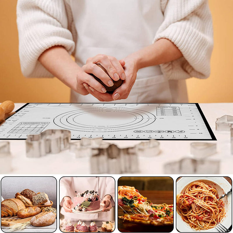 60x60CM Fiberglass Cloth + Silicone Pastry Mat Placement Mat Non-stick Dough Rolling Pad (BPA-Free, No FDA Certified)
