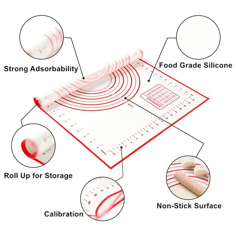 50x70CM Fiberglass Cloth + Silicone Pastry Mat Dough Rolling Mat 0.35MM Thick Non-stick Pad (BPA-Free, No FDA Certified)