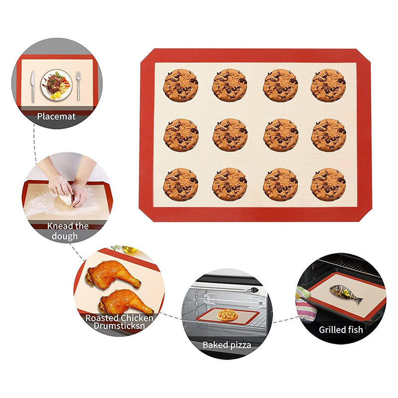 Non-stick Silicone Baking Mat Cookie Pad Rolling Dough Mat Oven Sheet, Cutted Edge / 29.5x42cm (BPA-Free, No FDA Certified)
