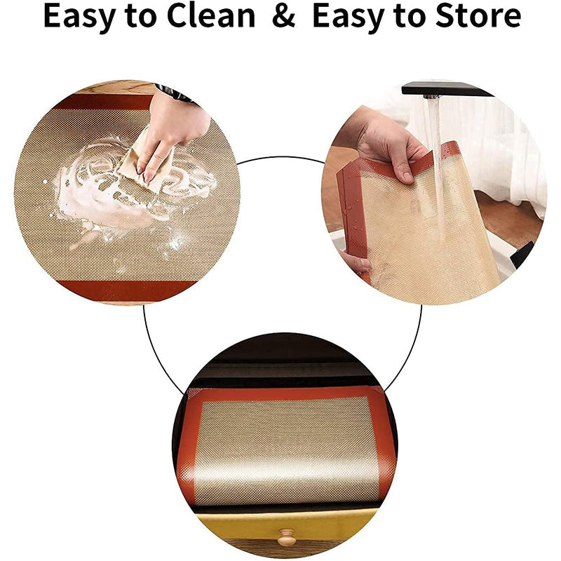 Rolling Dough Mat Non-stick Silicone Baking Mat Cookie Pad Oven Sheet, Cutted Edge / 30x20cm (BPA-Free, No FDA Certified)