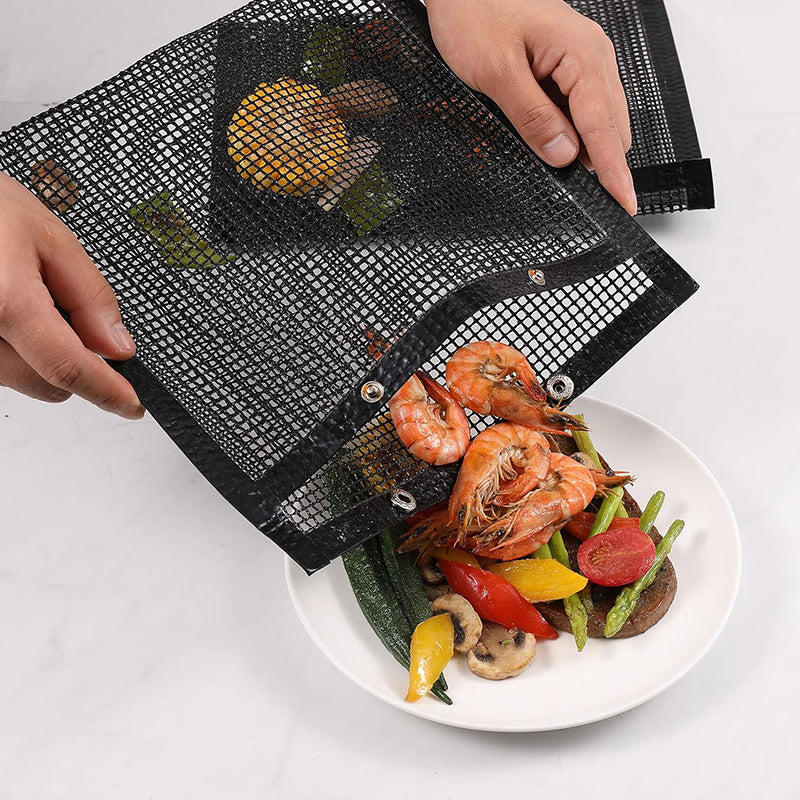 24x14CM Fiberglass BBQ Grilling Mesh Bag Grill Accessories Vegetables Grilling Pouch (BPA-Free, No FDA Certified)
