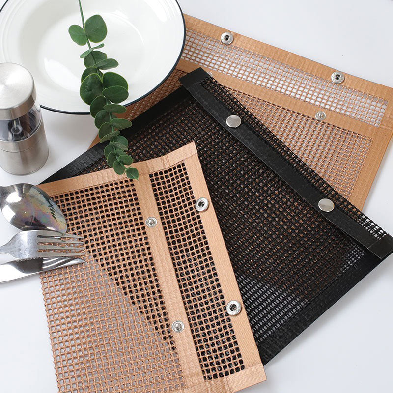 24x14CM Fiberglass BBQ Grilling Mesh Bag Grill Accessories Vegetables Grilling Pouch (BPA-Free, No FDA Certified)