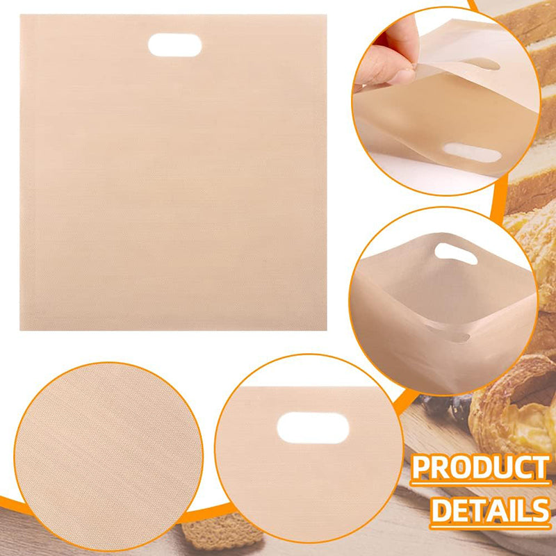 5Pcs 17x19cm High Temperature Resistant PTFE Toaster Bag Non-Stick Microwave Bread Bag (BPA Free, No FDA Certificate)