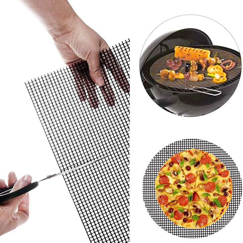 3Pcs 33x40cm Non-stick High Temperature Resistant Barbecue Mesh Mat Fiberglass Grilled Fish Mesh Pad (No FDA Certification, BPA-free)