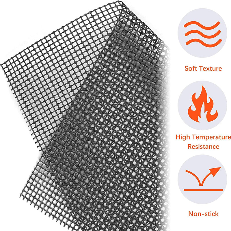 3Pcs 33x40cm Non-stick High Temperature Resistant Barbecue Mesh Mat Fiberglass Grilled Fish Mesh Pad (No FDA Certification, BPA-free)
