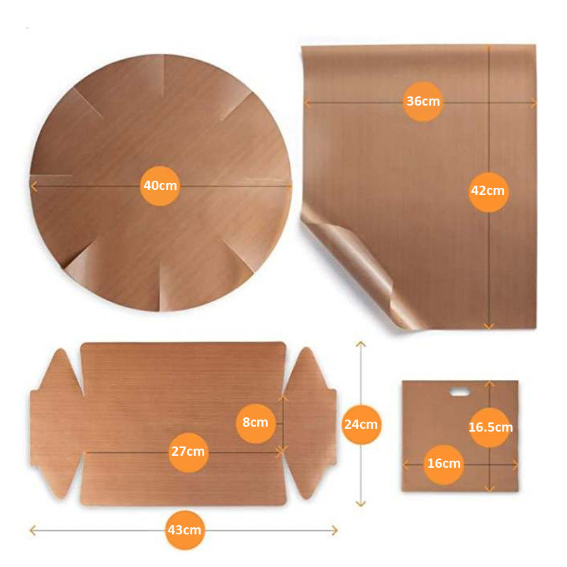 4Pcs / Set Non-Stick Oven Liners Barbecue Grill Mat PTFE Fiberglass Cake Baking Mat (BPA-Free, No FDA Certified)