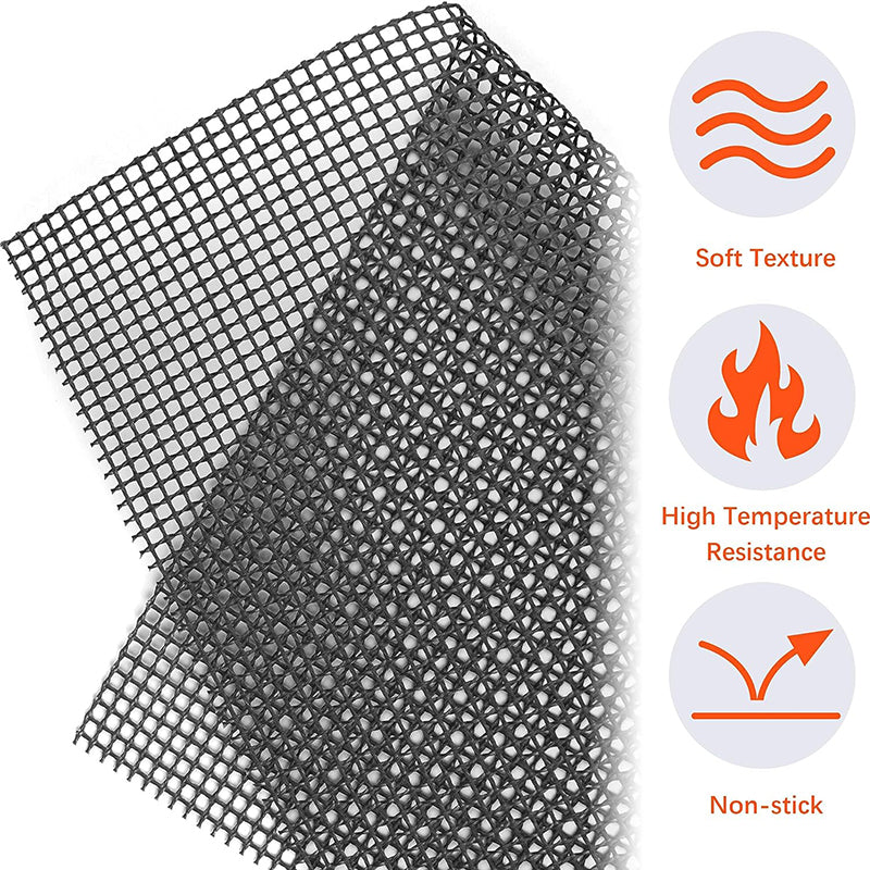 3Pcs 30x40cm Fiberglass High Temperature Resistant Barbecue Mesh Mat Non-stick Grilled Fish Mesh Pad (No FDA Certification, BPA-free)