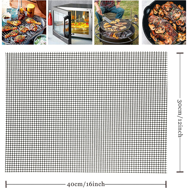 3Pcs 30x40cm Fiberglass High Temperature Resistant Barbecue Mesh Mat Non-stick Grilled Fish Mesh Pad (No FDA Certification, BPA-free)