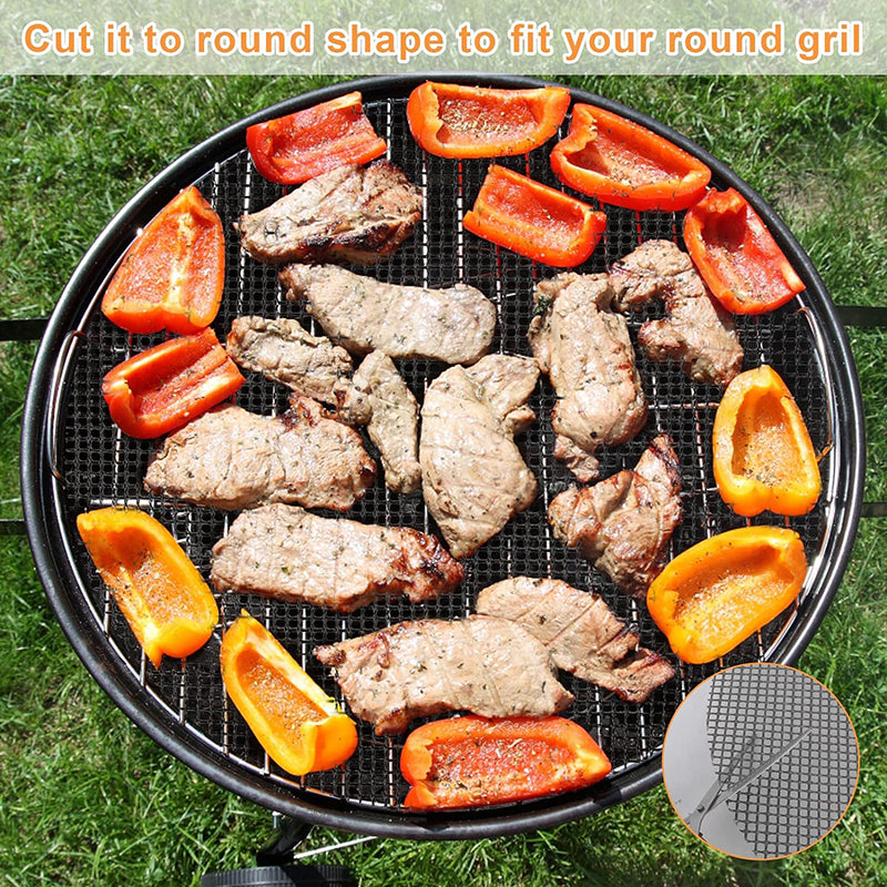 2Pcs 40x40cm Round Non-stick Barbecue Mesh Mat Fiberglass BBQ Grilled Fish Roast Meat Mesh Pad (No FDA Certification, BPA-free)