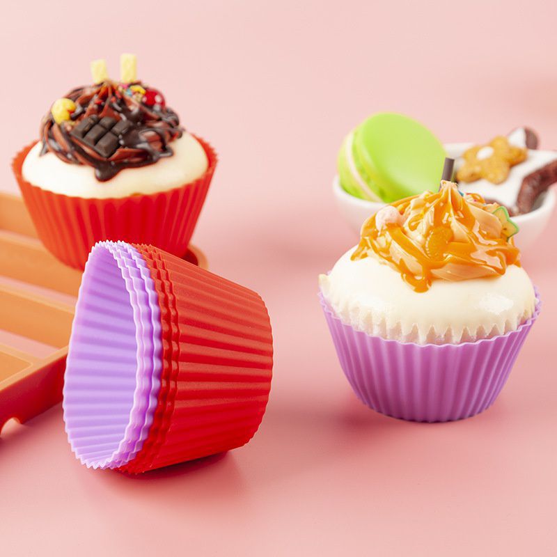 10Pcs 7cm Silicone Small Cake Cup Tart Muffin Cupcake Mold Kitchen Baking Molds (BPA-Free, No FDA Certificate)