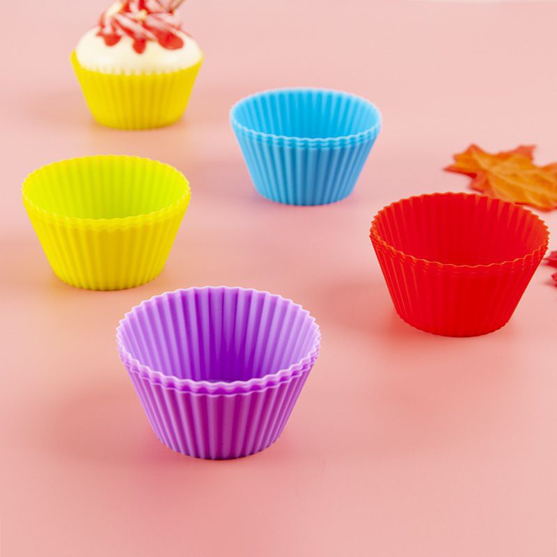 10Pcs 7cm Silicone Small Cake Cup Tart Muffin Cupcake Mold Kitchen Baking Molds (BPA-Free, No FDA Certificate)