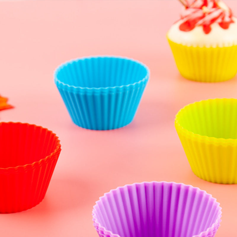 10Pcs 7cm Silicone Small Cake Cup Tart Muffin Cupcake Mold Kitchen Baking Molds (BPA-Free, No FDA Certificate)